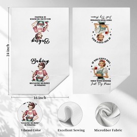 WARDOS Funny Housewife Kitchen Towels, Gifts for Baking Lovers Decorative Hand Towels for Kitchen, Baker Gifts for Women Dish Tea Towel Drying Cloth, 16x24 Inch Set of 2