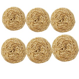 6 pcs Brass Ball Scrubber for Kitchen Scrub Pots Dishes Wall Tub Cleaner Household Cleaning Supplies