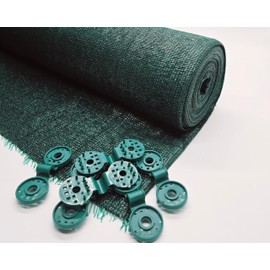 1 x 10 m (150 g/m²) Privacy Net, Shade Net, Fence Screen, Wind Protection Net in Green with Fixings