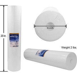 IPW - BVB2000001 PureT- 20" x 4.5" Polypropylene Sediment Water Filter 1 Micron | Reduces Dirt, Silt, Sand, Rust, Small Particles | Meltblown Style