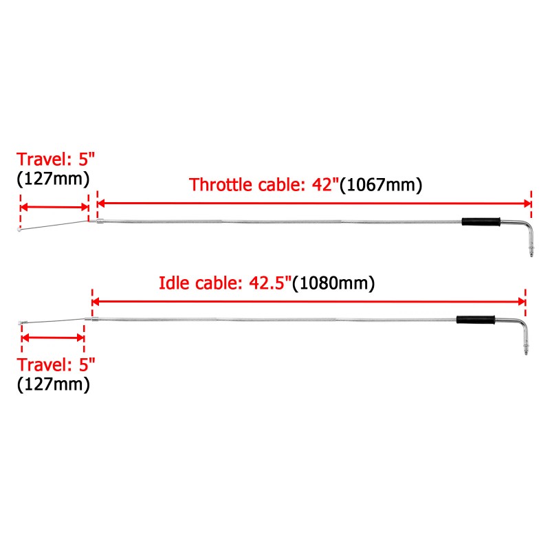 CB 12" 14" Handlebar Stainless Steel Throttle and Idle Cable