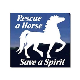 Rescue a Horse Save a Spirit Horse Trailer Vinyl Window Decal Sticker