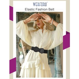 WERFORU Women's Wide Elastic Belt Women Stretchy Waist Belt Fashion Cinch for Dresses, Black + white