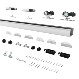 SongYung 48" Bifold Door Hardware Kit for 4 Doors,Aluminum Sliding Barn Door Hardware Top Mounted for Bathroom, Bedroom, Storeroom, Living Room