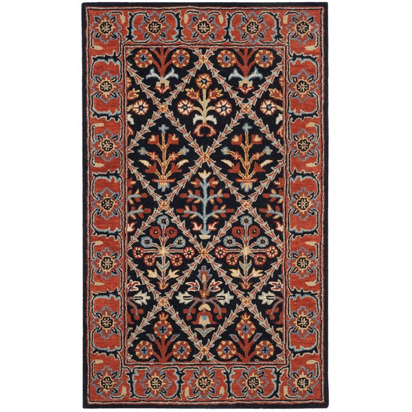 Safavieh Heritage Collection HG738N Handmade Traditional Oriental Premium Wool Area Rug, 3' x 5', Navy / Red