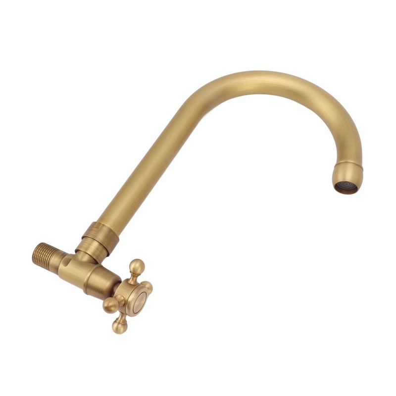 Antique Brass Basin Faucet with Cross Knob Single Handle Faucet