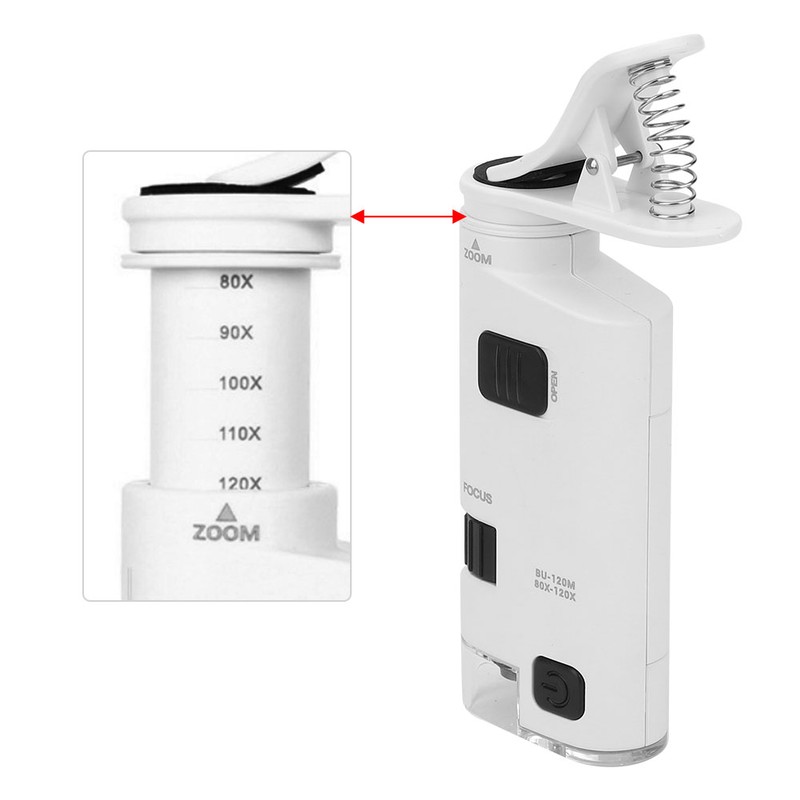 80-120X LED Cell Phone Microscope Mini Smart Phone Lens Magnifier