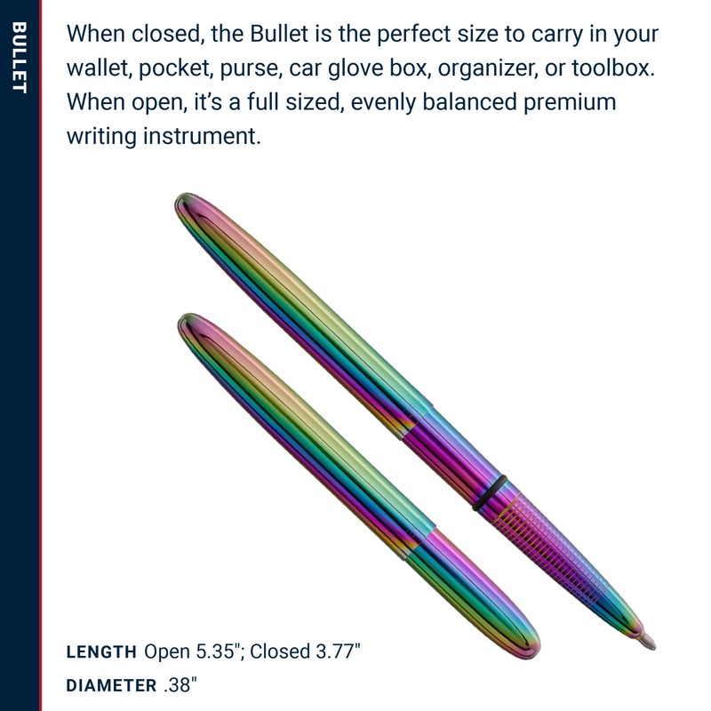 Fisher Space Pen Supernova Rainbow Titanium Nitride Bullet Pen, Ballpoint,