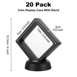 LDHHYH 20 Pack 3D Floating Display Case, 2.8 x 2.8 x 0.8 inch Black Coins Display Frame, 3D Floating Display Case Stand for Earrings Rings Coins