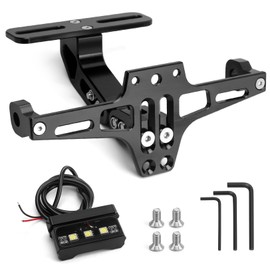 Motorcycle License Plate Bracket, Universal Fender Eliminator Kit -Motorcycle License Plate Holder Mount (Black)
