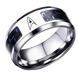 Star Scifi Trek Original Command Symbol Blue Carbon Finger Ring (12)