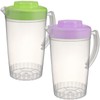 Yardwe 2Pcs Plastic Pitcher with Lid, Mix Drinks Water Jug