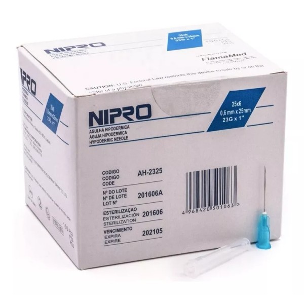 Nipro Aguja HiPodérmica Nipro 23gx25mm (1 ) Azul Caja 100u Capacidad en volumen 0 mL
