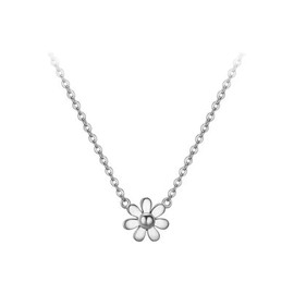 Cute Daisy Flower Pendant Necklace for Women Girls 925 Sterling Silver Dainty Small Cherry Blossom Link Charm Choker Chain Adjustable Necklaces Delicate Birthday Jewelry Gift Box 18 inch (Silvery)