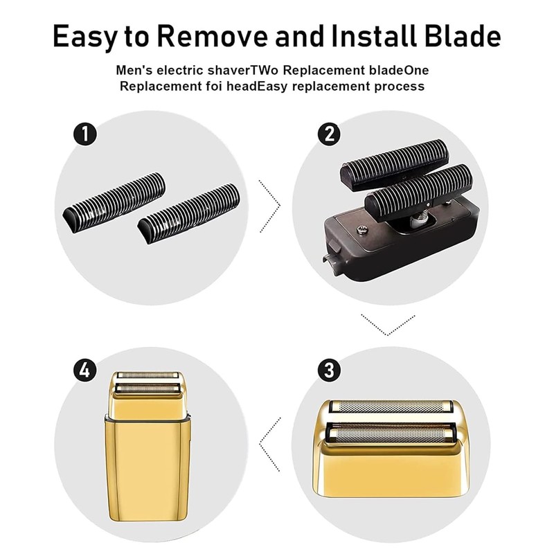 Replacement Shaver Heads Compatible with BaByliss Foil Shaver (Gold/2)