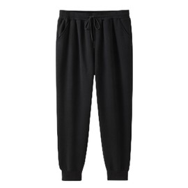 wulanhada Men's Big and Tall Sherpa Pants Lined Fleece Sweatpants with Adjustable Drawstring XL-9XL Available Jogger Pants(7XL,Black)