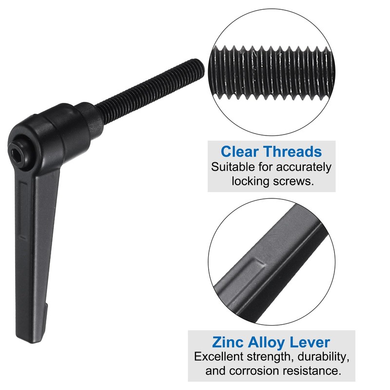 sourcing map 4pcs Clamping Lever Adjustable Handle Set Metric M6