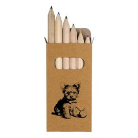 Azeeda 6 x 'yorkie puppy with toy' Short 85mm Pencils/Coloured Pencil Set (PE00057512)