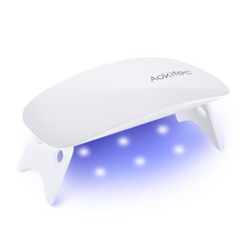 Aokitec 12W Mini Gel Nail Lamp,Portable LED Nail Lamp Mouse Shape Pocket Size UV Nail Dryer with USB for All Gel Nail Polishes,Nail Light with 2 Timer (White)