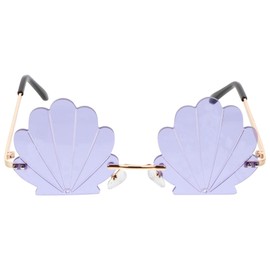 NUOBESTY Funny Sunglasses Shell Shaped Glasses Novelty Funny Glasses for Adults Children Summer Party Favour Purple