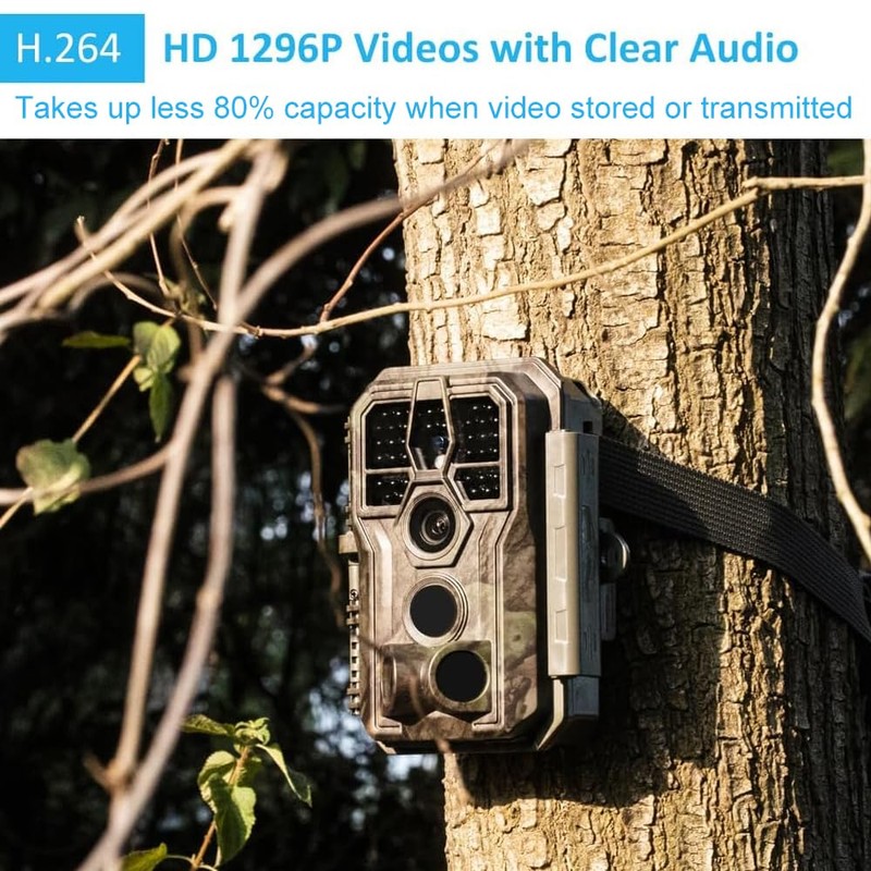 GardePro A5 Wildlife Camera, 64MP 1296p H.264 Video Trail Camera,