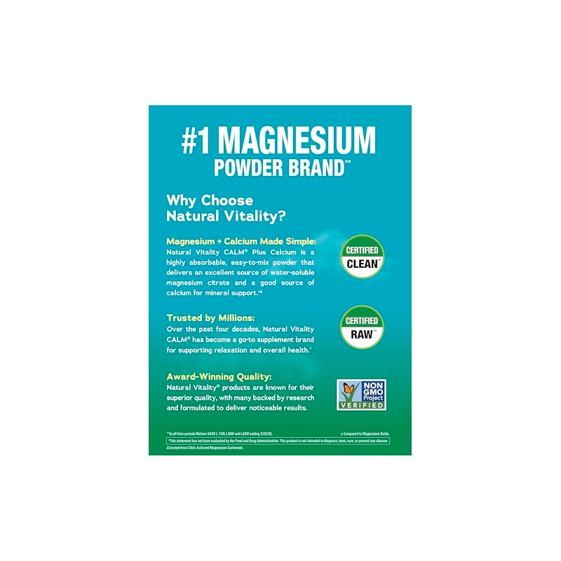 Natural Vitality Calm, Magnesium & Calcium Supplement, Drink Mix Powder