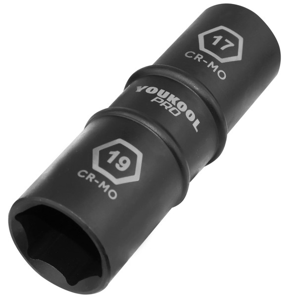 YOUKOOL 1/2-Inch Drive Double Ended Impact Socket, 17mm x 19mm,