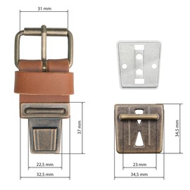 Thielemann Ersatzschnalle für Taschen mit einem 3 cm breitem Riemen, Taschenverschluss mit Steckschnalle & Steckschloss, Ersatzteil zum selbst reparieren (caramelbraun)