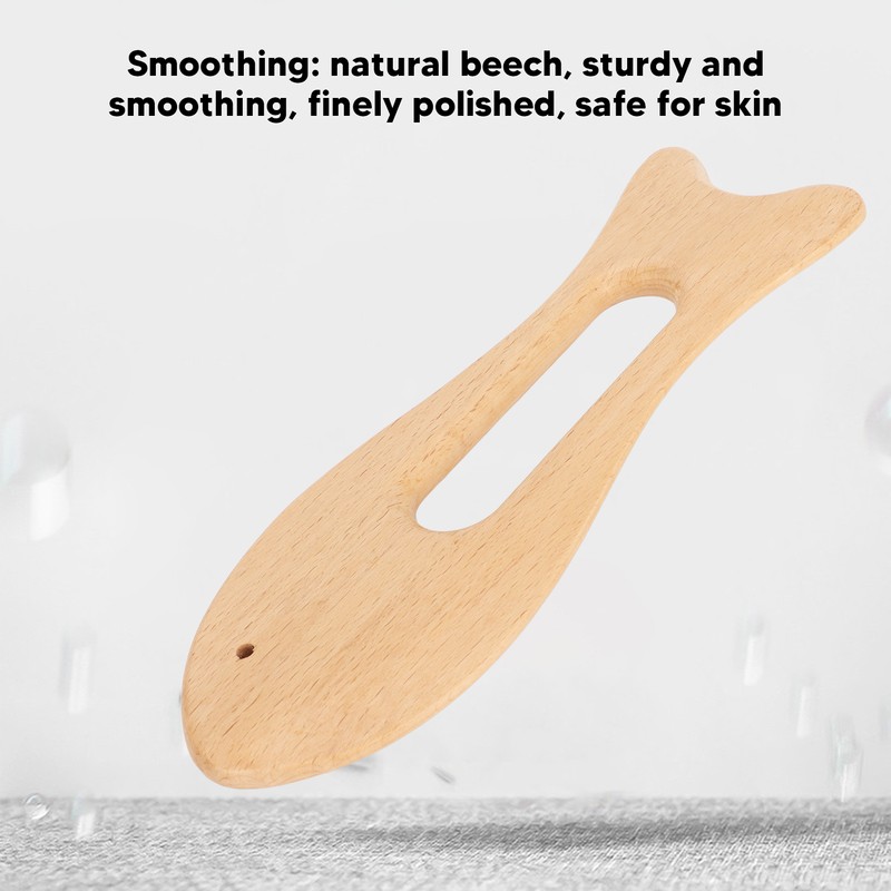 2Pcs Wooden Gua Sha Board Fish Shape Polished Beech Sturdy