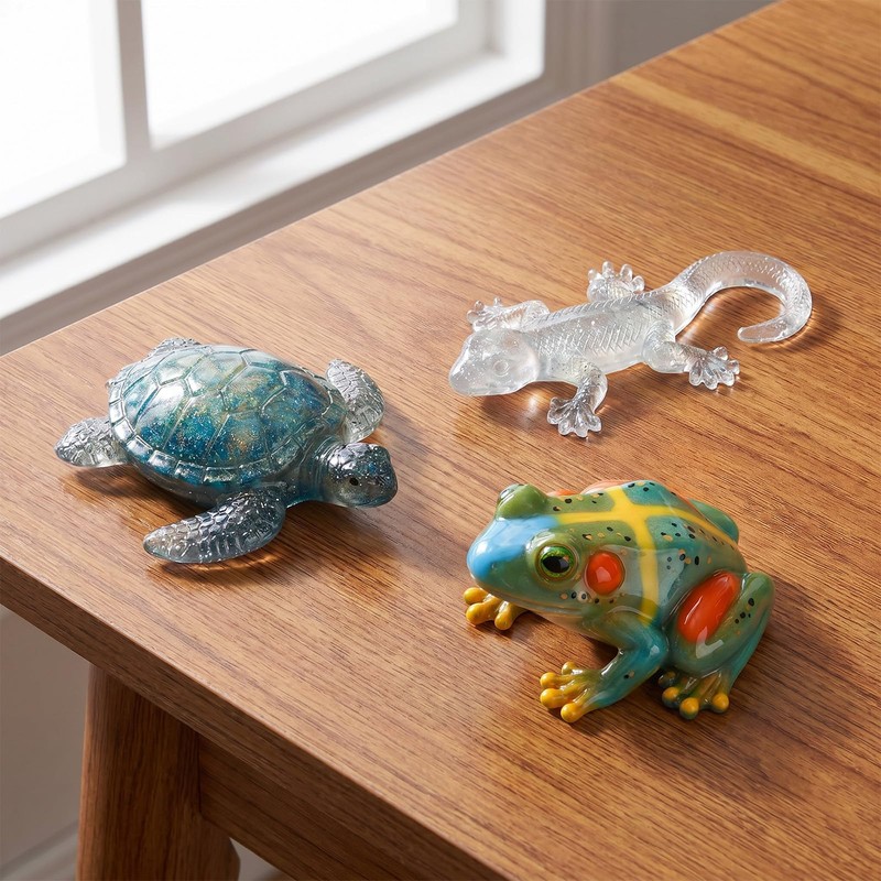 3Pcs Animal Resin Molds, Turtle Frog and Lizard Shapes Silicone