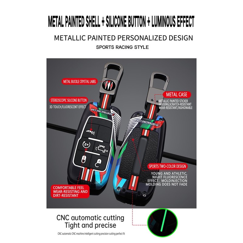 ontto Luminous car Key fob Cover fit for Dodge 2019-2025