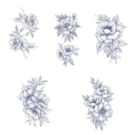 MIR WAY instant tattoo sticker semi-permanent henna tattoo sticker 5-piece set, 1 piece, MWD-B 5-piece set / MIR WAY 인스턴트 타투스티커 반영구 헤나 문신스티커 5종세트, 1개, MWD-B 5장세트