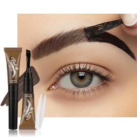 XZMeiLun Espresso Eyebrow Gel Tattoo Peel Off with Tweezer, Waterproof & Smudge Proof, Long Lasting 3-5 Day Natural Looking Brow Tint, Beginner Friendly with Clip for Easy DIY at Home Brow Makeup