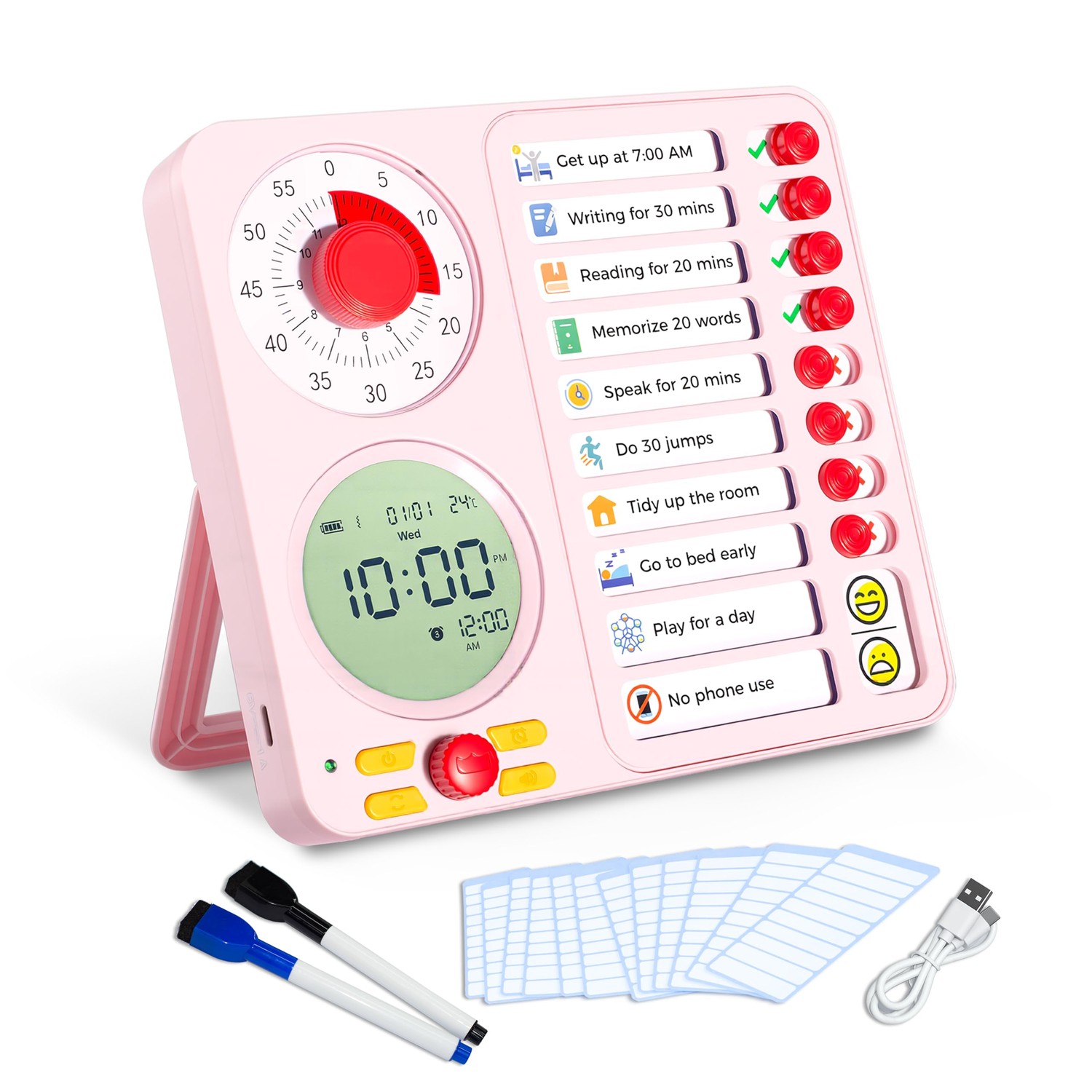 3-in-1 Visual Timer Task Timer with Chore Chart Board, ADHD Tool for ...