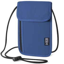 Likesing 5.5" L x 7.9" W Travel Neck Wallet, RFID Blocking Passport Holder, Security Lightweight Passport Travel Wallet, Neck Pouch Gifts for Women Men(Blue)