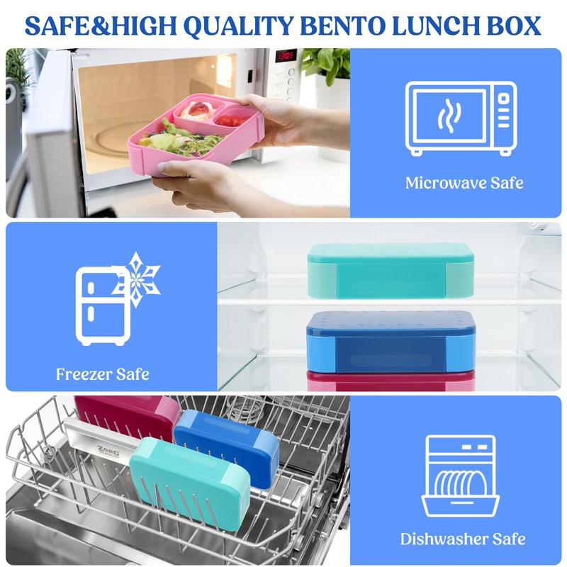 LEIKEEGO Lunch Box Kids,Leak-Proof Bento Lunch Box with Compartments for