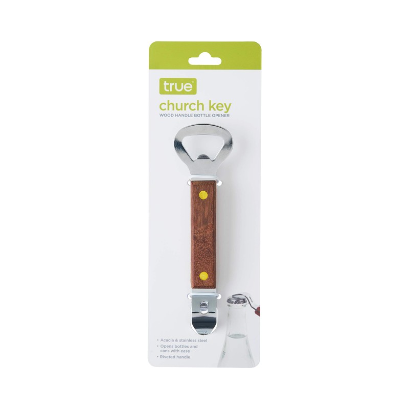 True Church Key Wood Handle Bottle Opener, Size, Brown