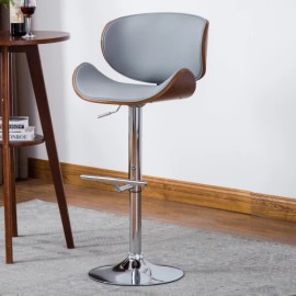 Modern Contemporary Swivel Velvet Lift Adjustable Height Lightweight Bar Stool Curved Seat Back (Gray) for Dining/Living Roomcolor: Black + Metal + American Design, size: 21.00* 21.00* 44.00in