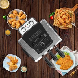 1800W 5 Liters/21 Cups Large Electric Deep Fryer with 3 Frying Baskets for Home Use