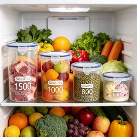Boxdljh Food Storage Containers Set for 4 Pack, Freezer Containers with Airtight Lids - Microwave, Dishwasher & Freezer Safe - BPA-Free Containers for Fruits, Salads, Grains, Leftovers & More