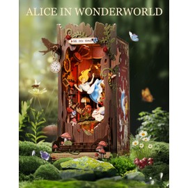 Rolife DIY Book Nook Kits Fall into Wonder, Fairy Tale Bookend Wooden 3D Puzzles for Bookshelf Decor, DIY Miniature House Building Kit for Adults, DIY Crafts/Surprised Gifts for Teens & Book Lovers
