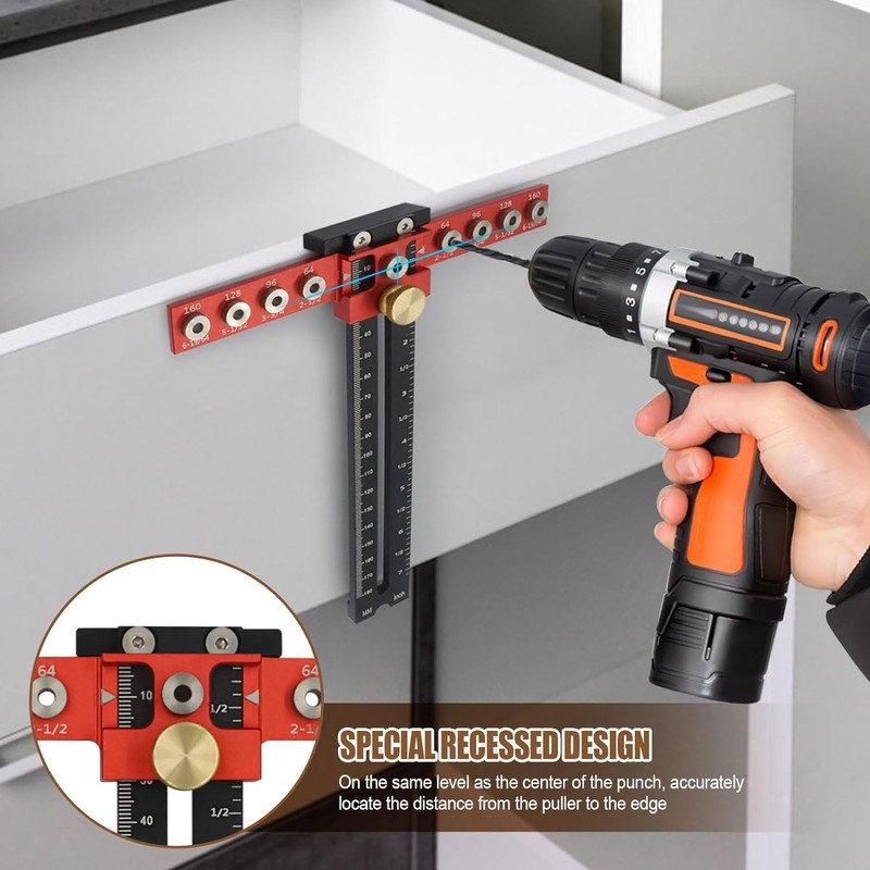 Hole Punch Locator Drill Guide, Cabinet Hardware Jig Template, Cabinet