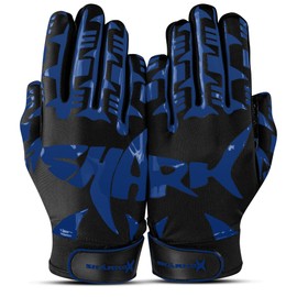 SHARKOX Non-Slip Tacky Football Gloves Ball Feel Sensation, Football Receiver Gloves in Youth, Adult, and Kid Sizes, Ultra Sticky Silicone Strong Palm Grip (Blue, Adult Large)