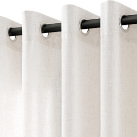 Extra Wide 100 inch Linen Curtains for Living Room Divider Light Filtering Semi Sheer Patio Curtain for Sliding Door Natural Coastal Decor Sunroom Floor to Ceiling Window Drapes Panels 100" Wide
