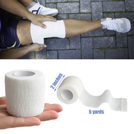 Gondiane 9 Pack 2" x 5 Yards Self Adhesive Bandage Wrap Self Stick Wrap for Ankle, Wrist, Finger, Sports, Breathable Cohesive Vet Tape for Pets (White)