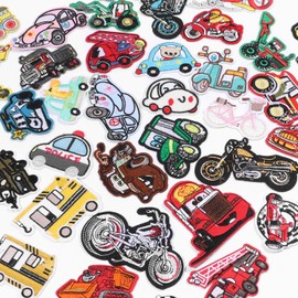 60PCS Car Embroidered Iron on Patches, Assorted Toy Cars Sew on Decorative Applique Patches for Kids Clothing, Pants, Backpacks, Hats, Jeans