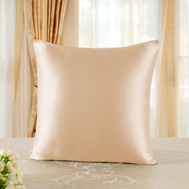 townssilk 100% 19 mm Pure Mulberry Silk Pillowcase for Hair and Skin Health, 1 Piece 50 x 50 cm Size Pillowcase with Hidden Zip 600 Thread Count Gold