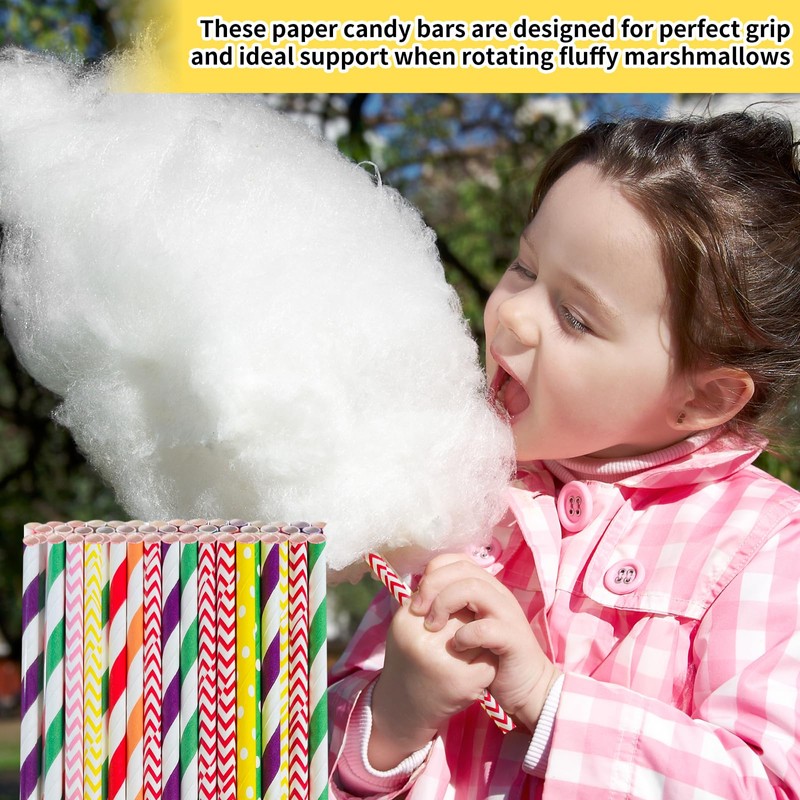 Cotton Candy Sticks - 50 Paper Cones, 30cm Length, 6mm