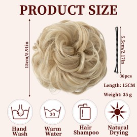 Real Hair Pieces, Bun Hairpiece, Comes with 36 Clips, Hair Accessories for Women, Hair Scrunchie with Hair, Hairpiece with Elastic Band, Hairstyle Aid Wig for Women and Girls (Brown)