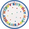 Unique 22544 Paper Plates-18 cm-Dots & Stars Birthday Party-8 Count